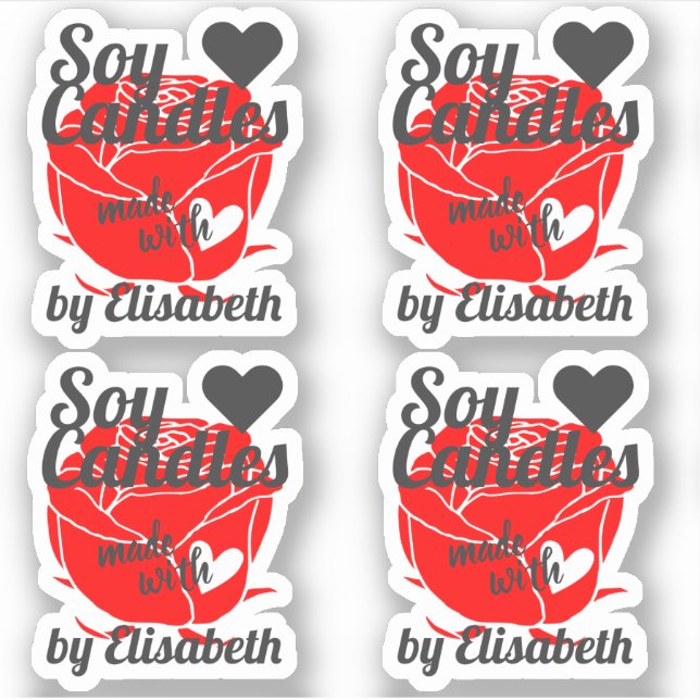 Adesivo Rosa vermelha bonito Feita com Velas de Soja Flora (Frente)