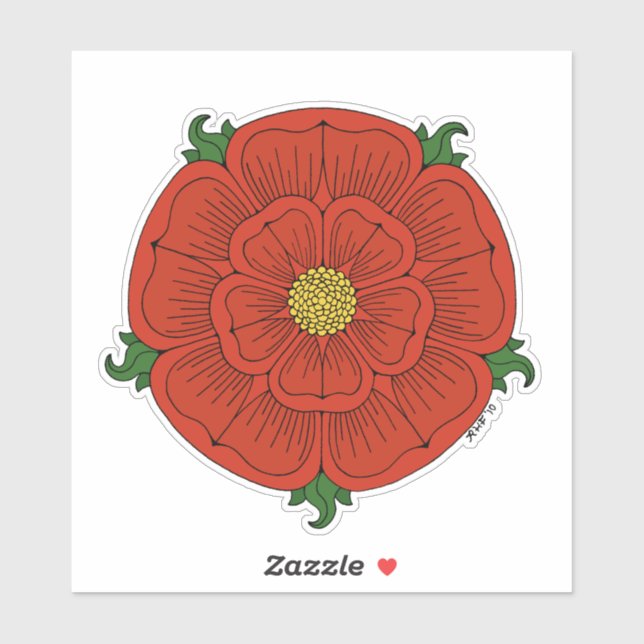 Adesivo Rosa vermelha de Lancaster (Folha)