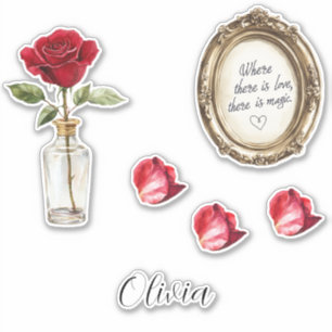 Adesivo Rosa vermelha Petals Vase
