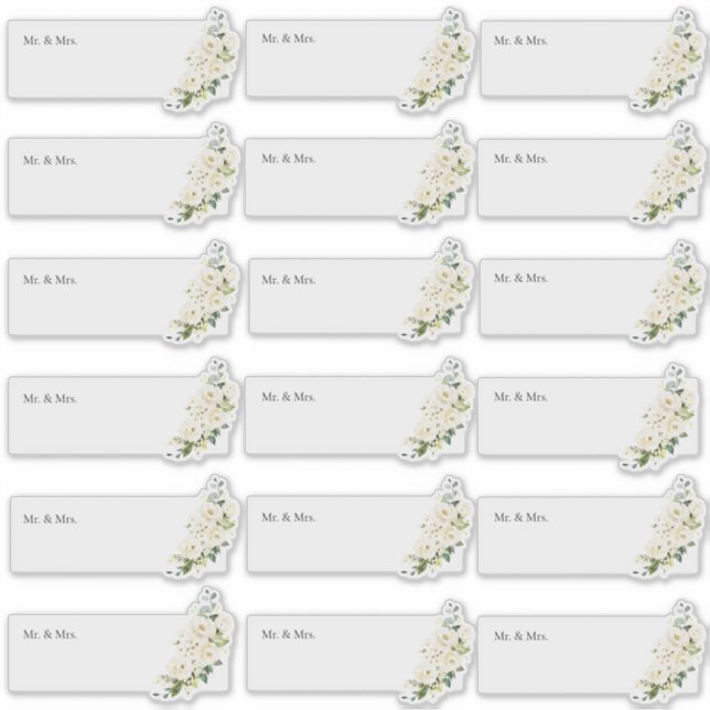 Adesivo Rosas de Alabaster H2 de Endereço de Convidado Tra (Frente)