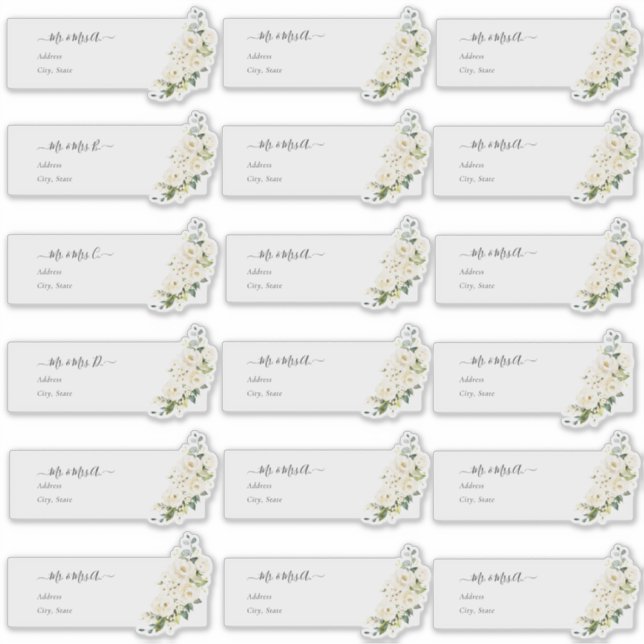 Adesivo Rosas de Alabaster H2 de Endereço de Convidado Tra (Frente)