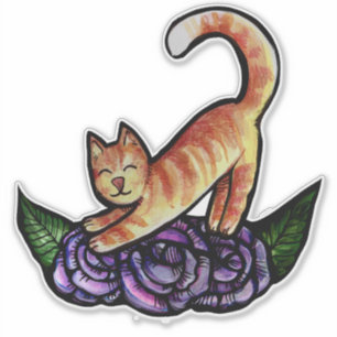 Adesivo Rosas de gato-do-mato-laranja