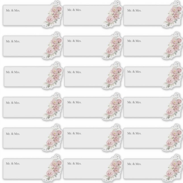 Adesivo Rosas empoeirados H2 de endereço de convidado tran (Frente)