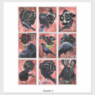 Adesivo Rosas Negras Ravens E Corvos De Arte Gótica