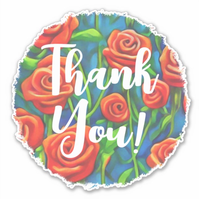 Adesivo Rosas Obrigado Sticker (Frente)