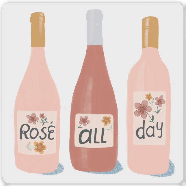 Adesivo Rose All Day Wine Lovers Illustration Art (Frente)