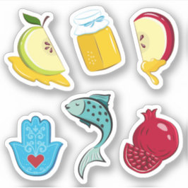 Adesivo Rosh Hashanah Símbolos Tradicionais Colativos Vini