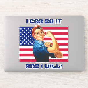 Adesivo Rosie the Riveter com Slogan Motivacional de Sinal
