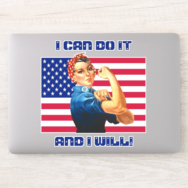 Adesivo Rosie the Riveter com Slogan Motivacional de Sinal (Computador)