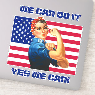 Adesivo Rosie the Riveter com Slogan Motivacional de Sinal