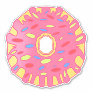 Adesivo Rosquinha Coberta com Glacê Rosa