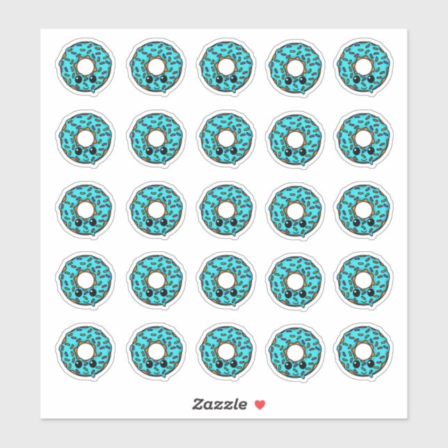 Adesivo Rosquinha com Glacé de Turquesa e borrachas (Folha)