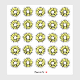 Adesivo Rosquinha de chocolate com Glacé amarelo e borrifa