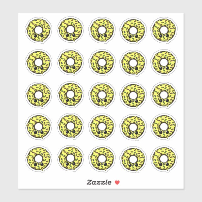 Adesivo Rosquinha de chocolate com Glacé amarelo e borrifa (Folha)