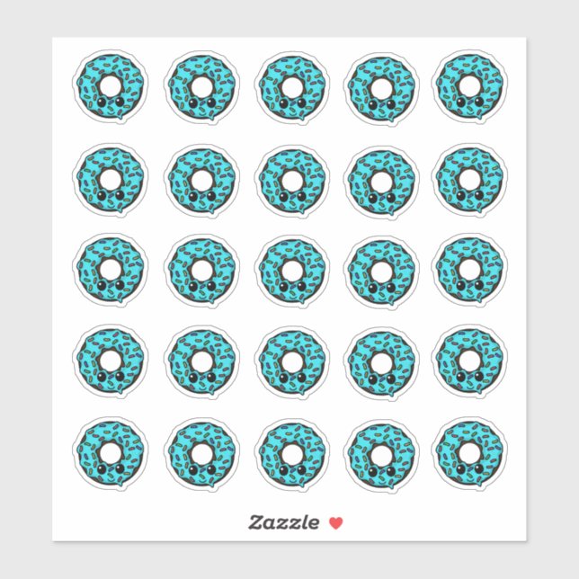 Adesivo Rosquinha de chocolate com Glacé de turquesa (Folha)