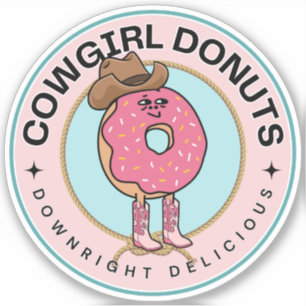 Adesivo Rosquinha De Cowgirl, Espingardas Rosa Engraçadas
