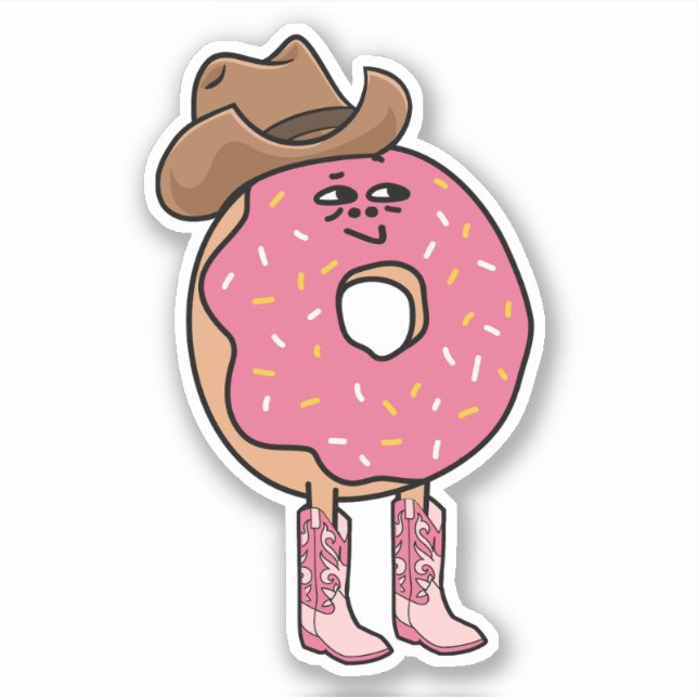 Adesivo Rosquinha De Cowgirl, Espingardas Rosa Engraçadas (Frente)