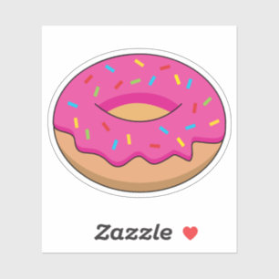 Adesivo Rosquinha de Morango com Cartoon de Sprinkles