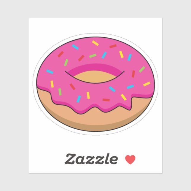 Adesivo Rosquinha de Morango com Cartoon de Sprinkles (Folha)
