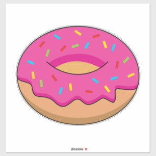 Adesivo Rosquinha de Morango com Cartoon de Sprinkles