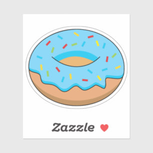 Adesivo Rosquinha Fosco Azul com Cartoon Sprinkles