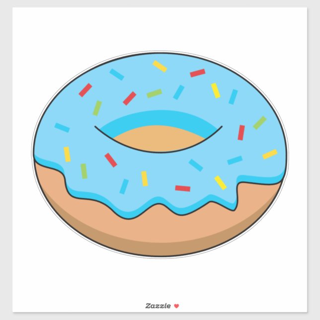 Adesivo Rosquinha Fosco Azul com Cartoon Sprinkles (Folha)