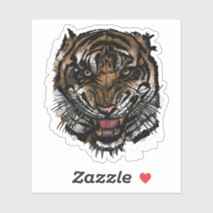 Adesivo Rosto de Tigre Feroz Gráfico Arte em Vinil Predado