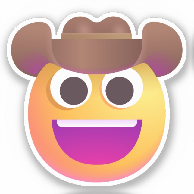 Adesivo Rosto De Vaqueiro Sombreado Rosto Emoji Cute Engra (Frente)