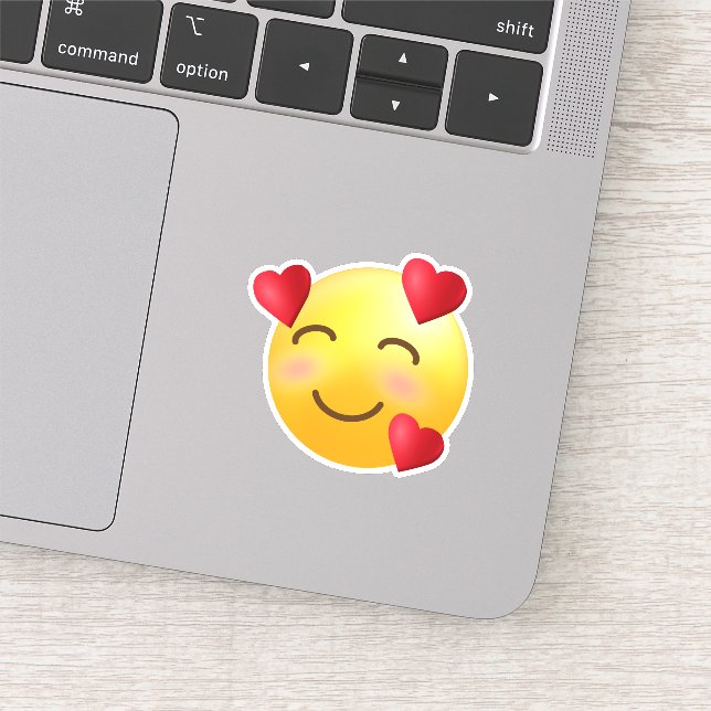 Adesivo Rosto Sorridente Com Corações Emoji (Detalhe)