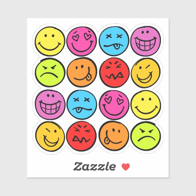 Adesivo Rostos Coloridos Engraçados (Folha)