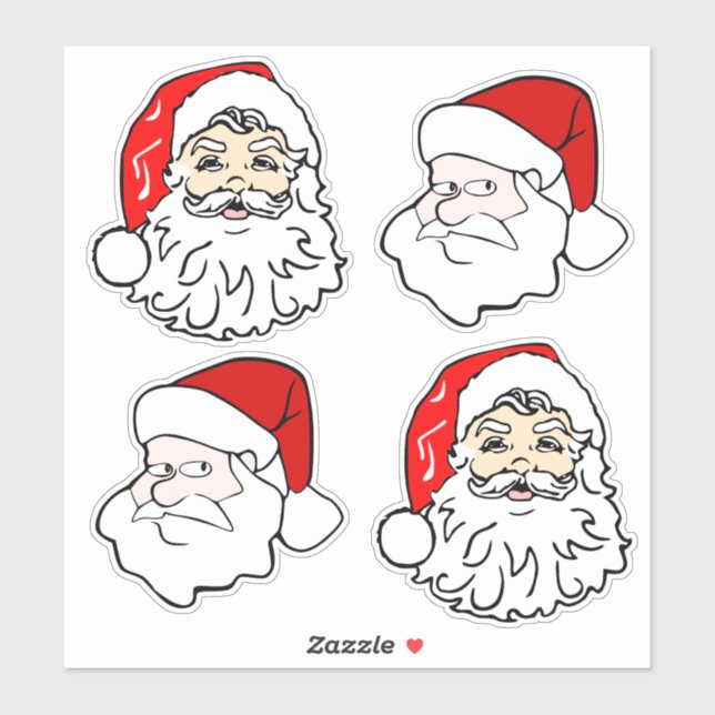 Adesivo Rostos de Papai Noel Clássico e Moderno (Folha)