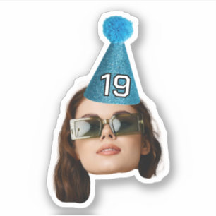 Adesivo Rostos Personalizados Foto Chapéu de Festa de Aniv