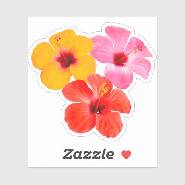 Adesivo Rot Orange Pink Hibiskus Blumen (Folha)