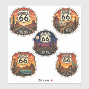 Adesivo Rota 66 Emblema Retro do Deserto Estrada Mãe
