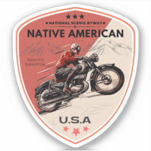 Adesivo Rota cênica nativa americana de motocicleta
