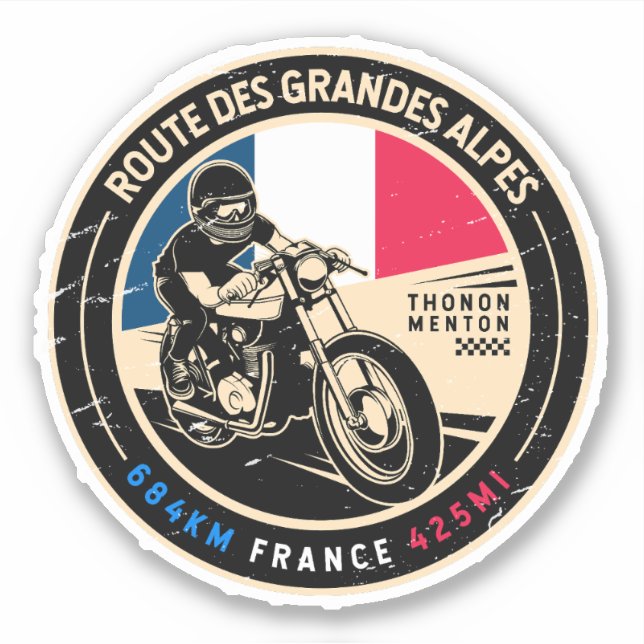 Adesivo Rota de Grandes Alpes | França | Motociclos (Frente)
