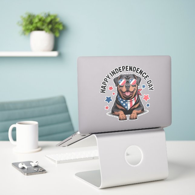 Adesivo Rottie Patriot Paws (Laptop na mesa)