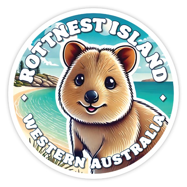 Adesivo Rottnest Island, oeste da Austrália Quokka Sticker (Rottnest Island Western Australia round Quokka sticker)