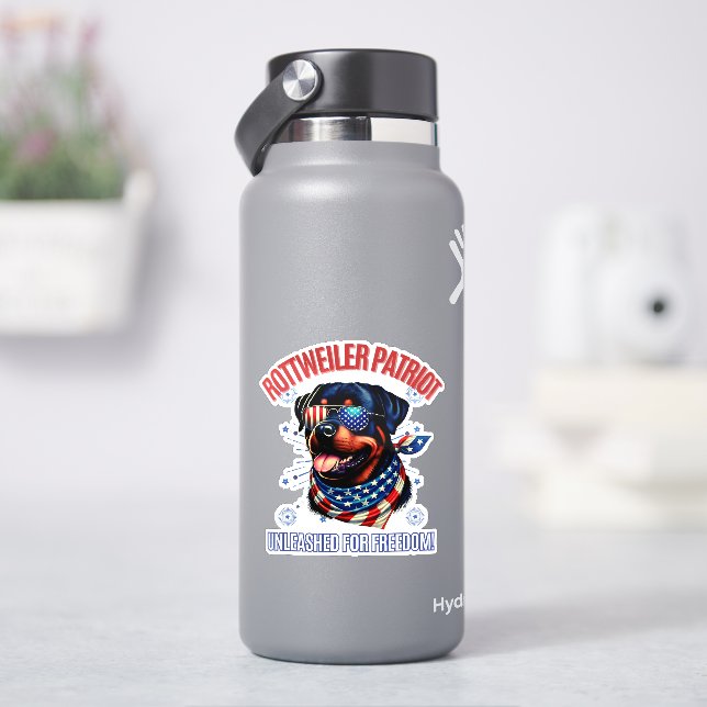 Adesivo Rottweiler 4 de julho Bandeiras Americanas (HidroFlask)