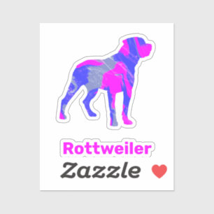 Adesivo Rottweiler Canino Silhouette Quente Rosa & Blue St