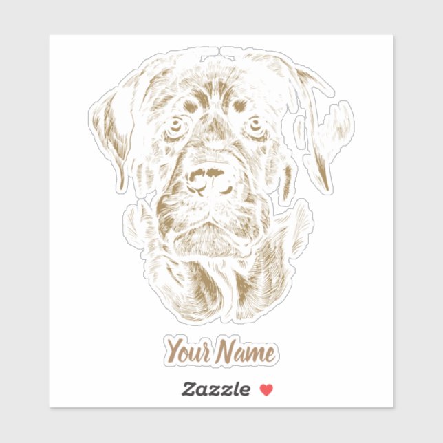 Adesivo Rottweiler Cão Vintage Retrato Rottie Design (Folha)