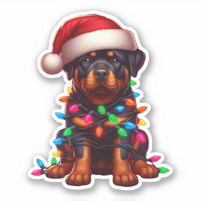 Adesivo Rottweiler de Natal giro (Frente)