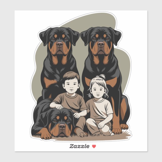 Adesivo Rottweiler Dog, Family Protection (Folha)