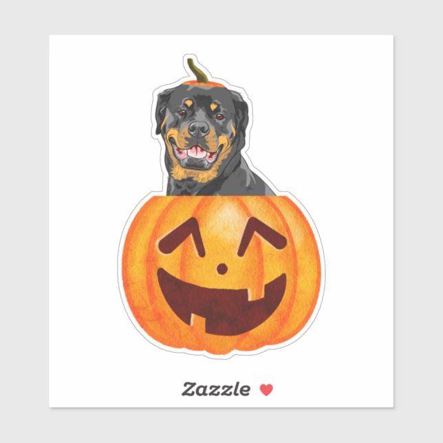 Adesivo Rottweiler Vinheta do Halloween (Folha)
