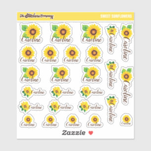 Adesivo Rotulagens de Nome Personalizado de Girassóis  Es