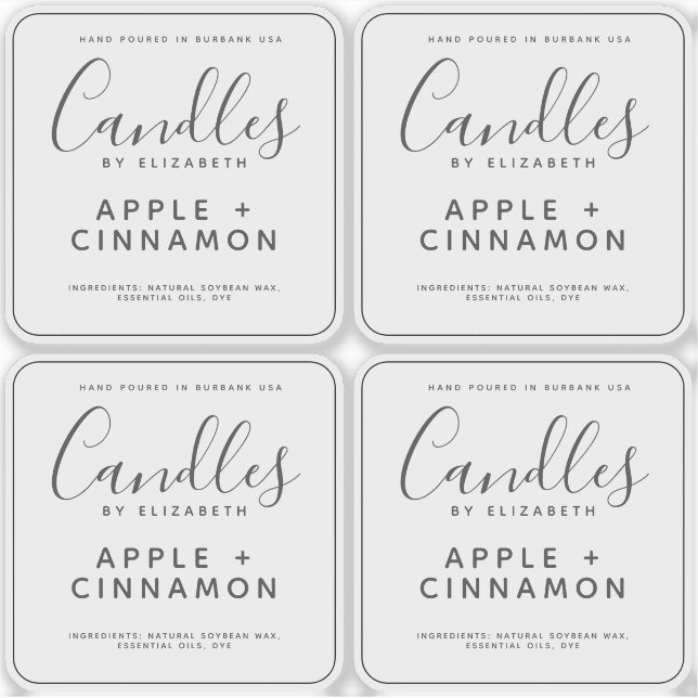 Adesivo Rótulo da Vela de Soja Transparente Elegante (Frente)