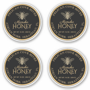 Adesivo Rótulo de abelhas Dourada de 2,5" Manuka Honey Bl