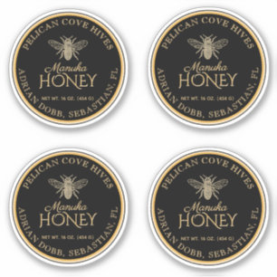 Adesivo Rótulo de abelhas Dourada de 2,5" Manuka Honey Bla