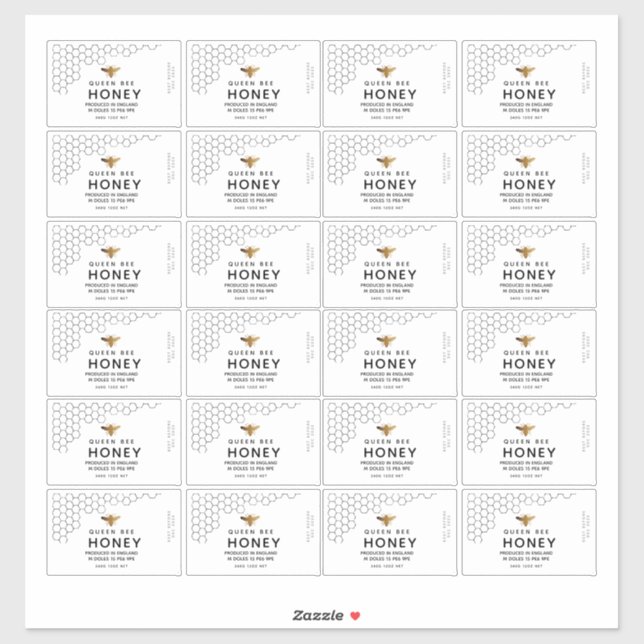 Adesivo Rótulo de Abelhas Mel Transparente de Honeycomb Pr (Folha)