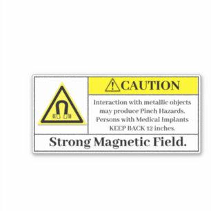 Adesivo Rótulo de Campo Magnético Forte com Precaução